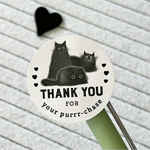 Set of 30 ct Spooky Kitty “Thank You For Your Purchase” Stickers - Picture 3 of 4